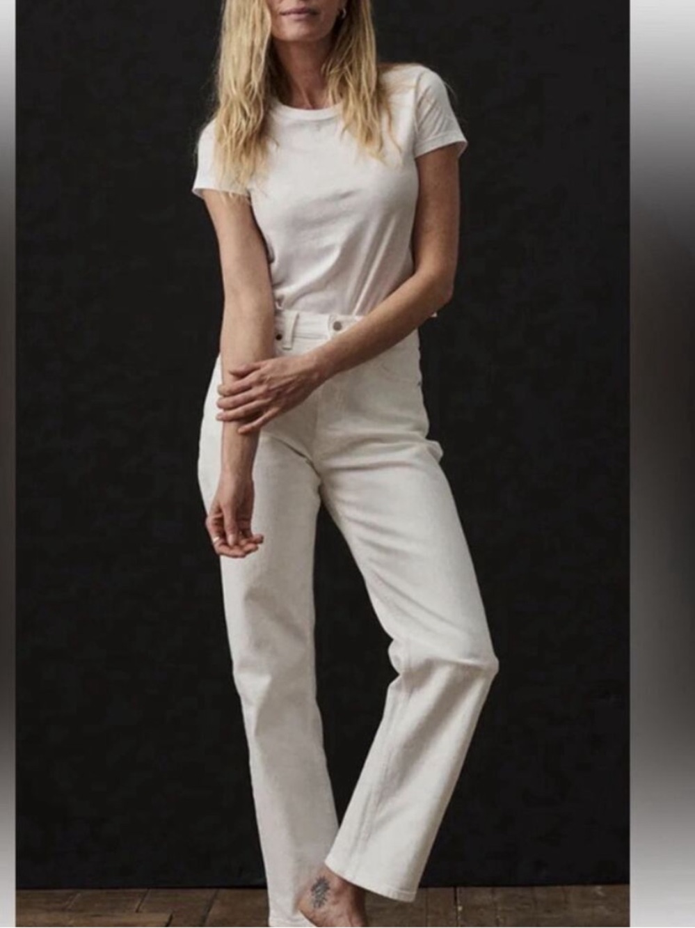 Buck Mason Women's Straight Leg Jeans in Off-White